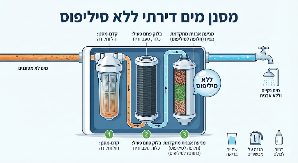 מסנן מים דירתי ללא סיליפוס